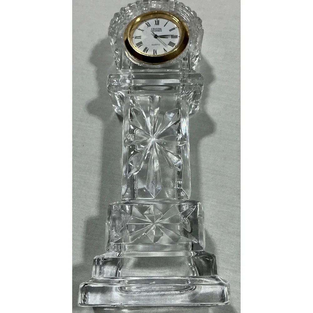 Godinger Crystal Legends Lead Crystal Grandfather Clock Quartz 8in